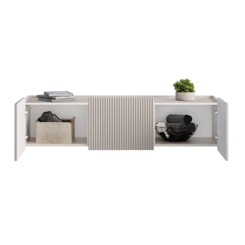 Szafka RTV Malmi 150 cm wisząca - kaszmir / czarny
